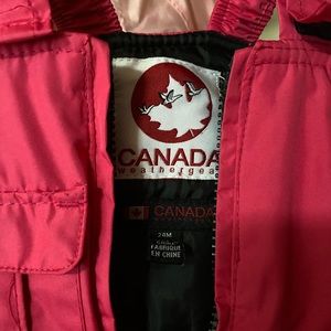 Hot pink jacket and snowpants